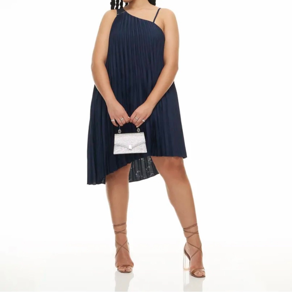 Asymmetrical Pleated Midi Dress - Addition Elle
